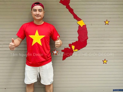 Bản đồ Việt Nam dán tường bằng gỗ mới nhất sau sát nhập [124x50cm - Tặng keo 3M] BANDO-01